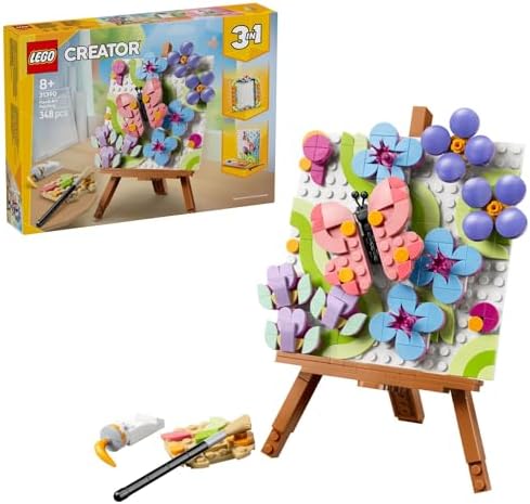 LEGO Creator 3 em 1 Brinquedo de Pintura Decorativa com Arte Floral - Kit de modelo 3D que se transforma em uma moldura ou desenho de flamingo - Decoração DIY para quarto infantil - Presente para meninas e meninos a partir de 8 anos - 31390