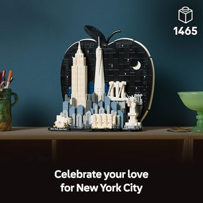 LEGO Architecture Nova Iorque – A Grande Maçã - Kit de Modelo em Miniatura para Adultos - Decoração de Prateleira 3D com Pontos Turísticos, incluindo Empire State Building e Ponte do Brooklyn - Ideia de Presente DIY - 21066
