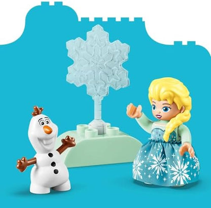 LEGO DUPLO Disney Frozen Caixa Criativa com Elsa e Olaf - Brinquedo Educativo para Desenvolvimento da Coordenação Motora em Crianças - Conjunto Montessori com 2 Figuras - Presente para Meninas e Meninos a partir de 2 Anos - 10462