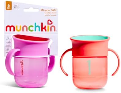 Munchkin Copo Miracle 360 para Bebês | Kit com 2 | 6m+ | 207 ml | Roxo/Coral
