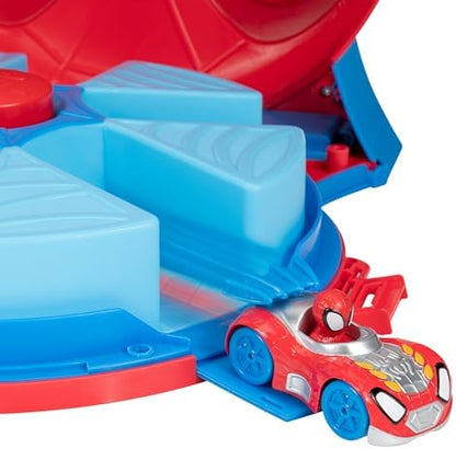 Estojo de transporte Marvel Action Launch do Homem-Aranha e seus Amigos Incríveis - Estojo de 30 cm com lançador giratório e dois veículos exclusivos da linha Amazing Metals.