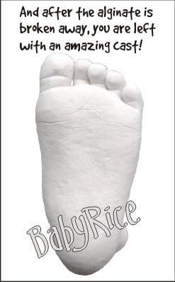 BabyRice Kit de yeso grande para manos y pies de bebé, en caja, incluye pintura metálica (plateado)