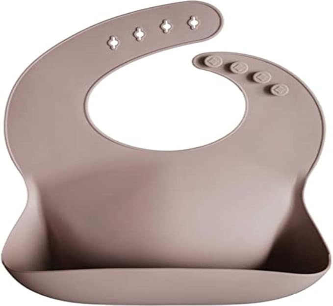 Mushie Babador de Silicone Baby | Babadores Impermeáveis com Ajuste Perfeito | Babadores Fáceis de Limpar para Alimentação do Bebê | 4 Tamanhos Ajustáveis com Bolsos Frontais Fundos | 100% Livre de BPA e Ftalatos