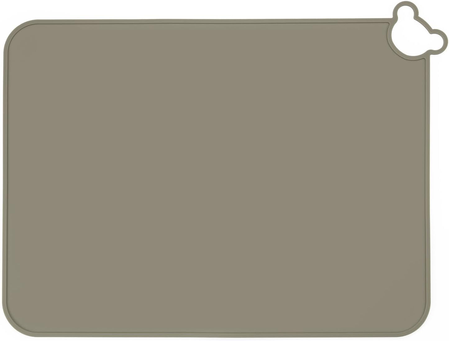 PandaEar Conjunto de 2 jogos americanos de silicone para crianças, jogos americanos para bebês, laváveis, antiderrapantes, tapete portátil para amassar, ideal para mesas de jantar e restaurantes - Azul e Marrom