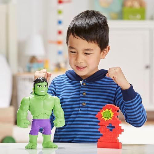 Homem-Aranha e seus amigos incríveis Hasbro Marvel Power Smash Hulk Brinquedo pré-escolar, Figura de ação do Hulk de 25 cm com mudança de rosto, para crianças a partir de 3 anos, Multicolorido (F5067)