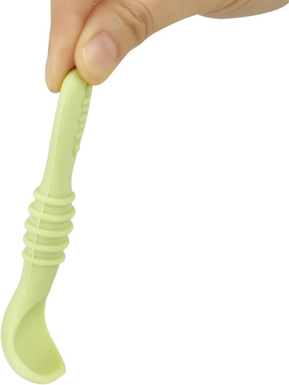 PandaEar Conjunto de 6 colheres de silicone para bebês - Utensílios para autoalimentação de 6 a 12 meses - Colheres infantis para a primeira fase - Essenciais para a alimentação do bebê