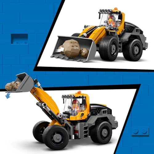 LEGO City Caminhão Basculante e Pá Carregadeira - Veículos de Construção com Funções Interativas e 3 Minifiguras - Presente de Aniversário STEM para Meninos a partir de 8 Anos - 60494