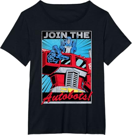 T-shirt com poster retro do Transformers Optimus Prime juntando-se aos Autobots