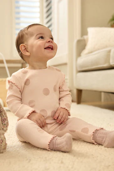 |BabyGirl| Conjunto Top e Leggings Para Bebé - Pink Spot