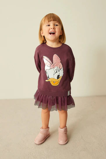 |Girl| Vestido De Festa Com Lantejoulas Disney Roxo Daisy Duck (3 meses a 7 anos)