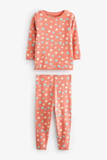 |Girl| Pacote De 3 Pijamas Florais – Ditsy Rosa/Creme (9 meses a 16 anos)