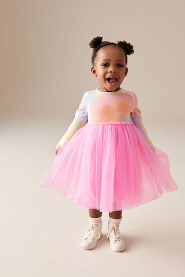 |Girl| Vestido De Malha De Manga Comprida - Multi Bright (3 meses a 7 anos)