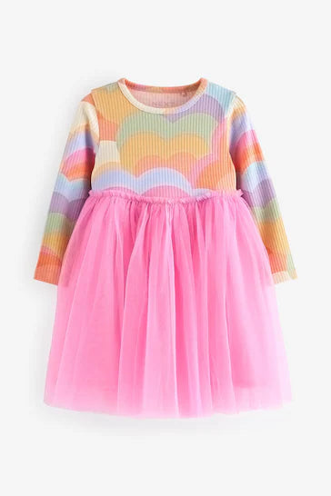 |Girl| Vestido De Malha De Manga Comprida - Multi Bright (3 meses a 7 anos)
