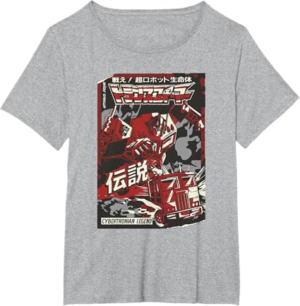T-shirt Transformers Optimus Prime Capa de Banda Desenhada Japonesa Cybertroniana