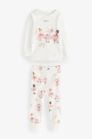 |Girl| Pijama De Fada Personalizado Branco/Rosa
