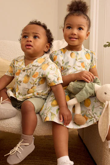 |BabyBoy| Conjunto de camisa e short Para Bebê Com Estampa Laranja (0 meses - 3 anos)