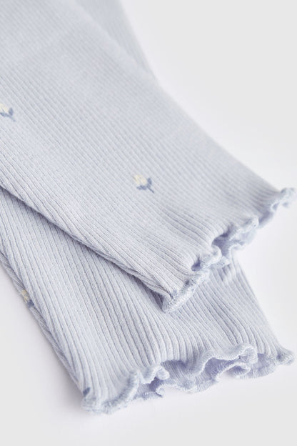 |BabyGirl| Conjunto De 2 Peças De Suéter e Leggings Para Bebê - Blue Floral