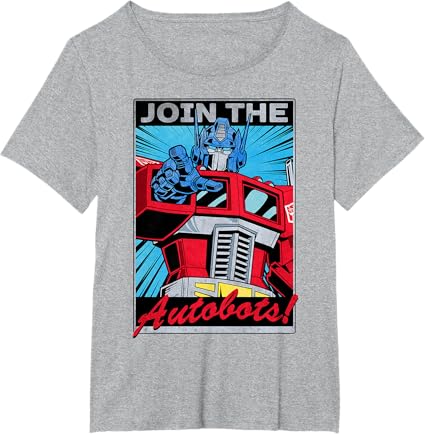 T-shirt com poster retro do Transformers Optimus Prime juntando-se aos Autobots