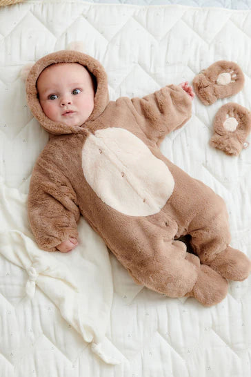|BabyBoy| Macacão All-In-One Urso Marrom De Aveia (0 meses a 2 anos)