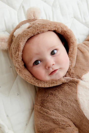 |BabyBoy| Macacão All-In-One Urso Marrom De Aveia (0 meses a 2 anos)