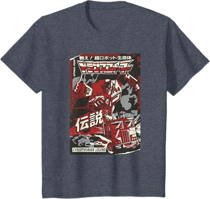 T-shirt Transformers Optimus Prime Capa de Banda Desenhada Japonesa Cybertroniana