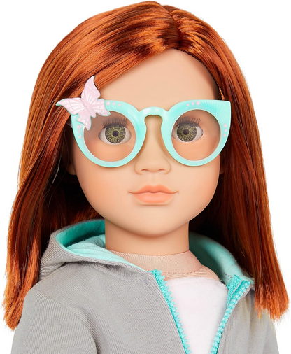 Our Generation – Boneca de 45 cm Butterfly Fashion Starter – Cabelo ruivo abaixo dos ombros e olhos verdes – 3 roupas e acessórios de estilo em caixa de oferta – Cambi