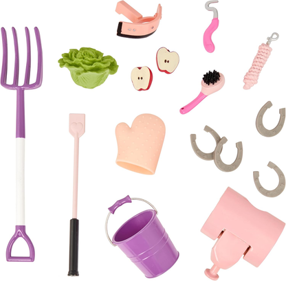 O nosso atrelado de atração Generation Mane – Conjunto de brinquedos com atrelado para cavalos de 45 cm – Conjunto de brinquedos com tema de cavalos de 21 peças