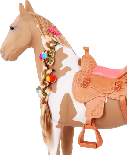 Our Generation - Palomino Hair Play Doll Horse Playset - Cavalo de brinquedo de 50 cm para bonecas da moda com crina longa e acessórios para pentear
