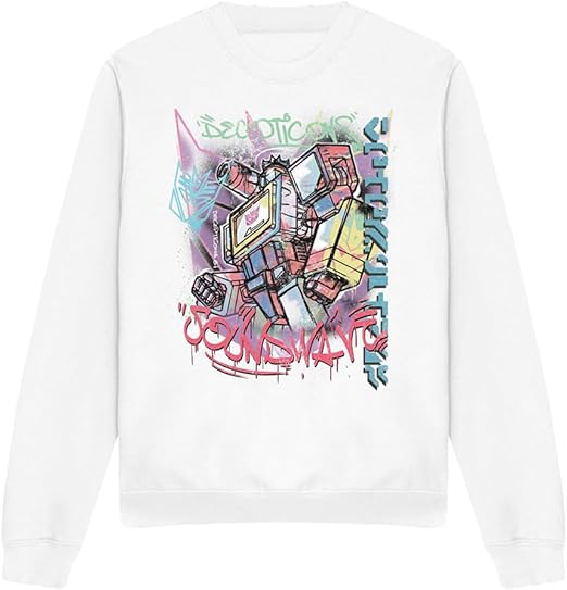 Sweatshirt unissexo Transformers Generations Street Style Decepticon Soundwave, sweatshirt branca
