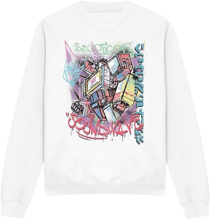 Sweatshirt unissexo Transformers Generations Street Style Decepticon Soundwave, sweatshirt branca