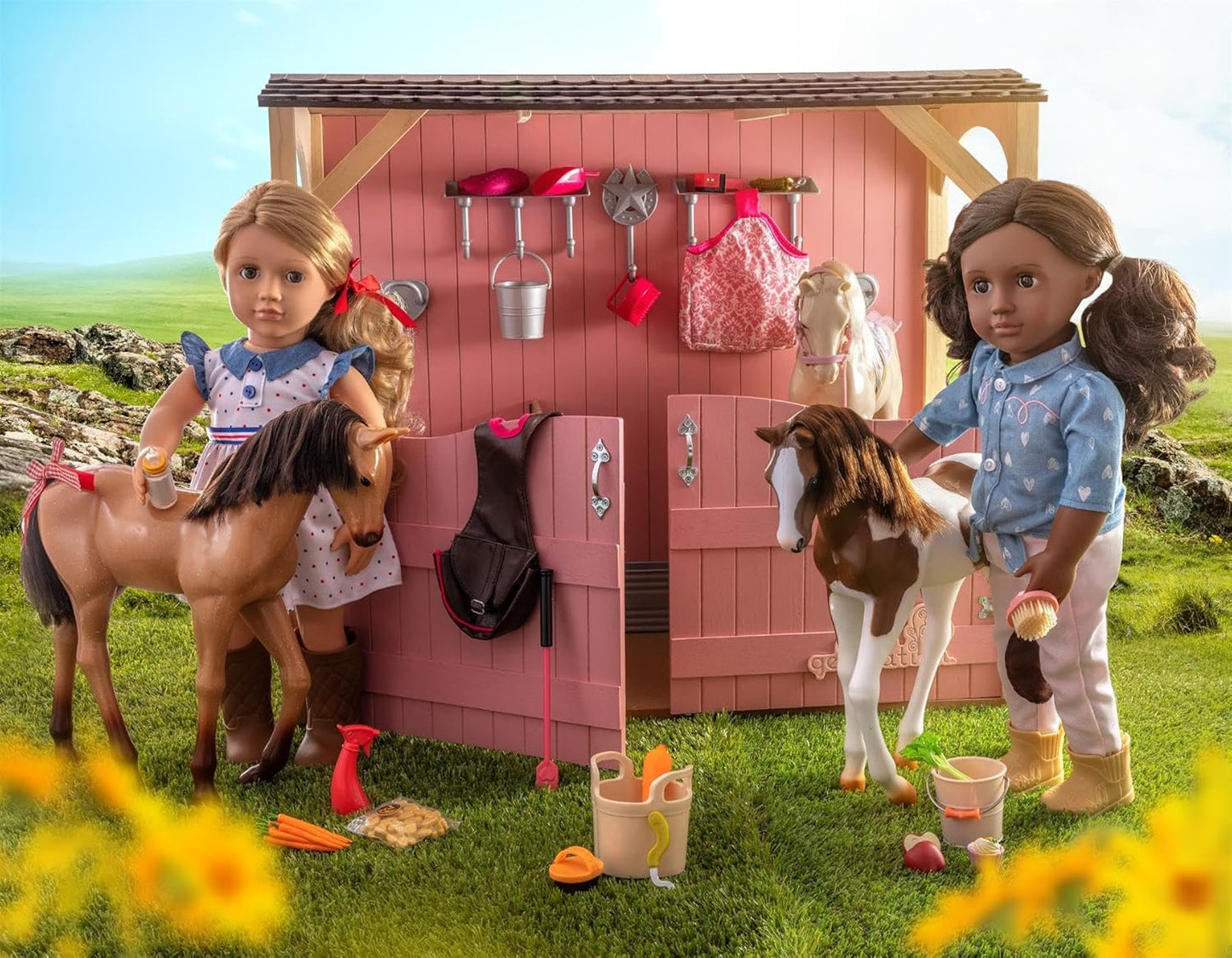 A nossa geração Palomino Party Foal – Boneca de cavalo bebé de 30 cm com guloseimas temáticas de aniversário – Inclui conjunto de acessórios de 5 peças