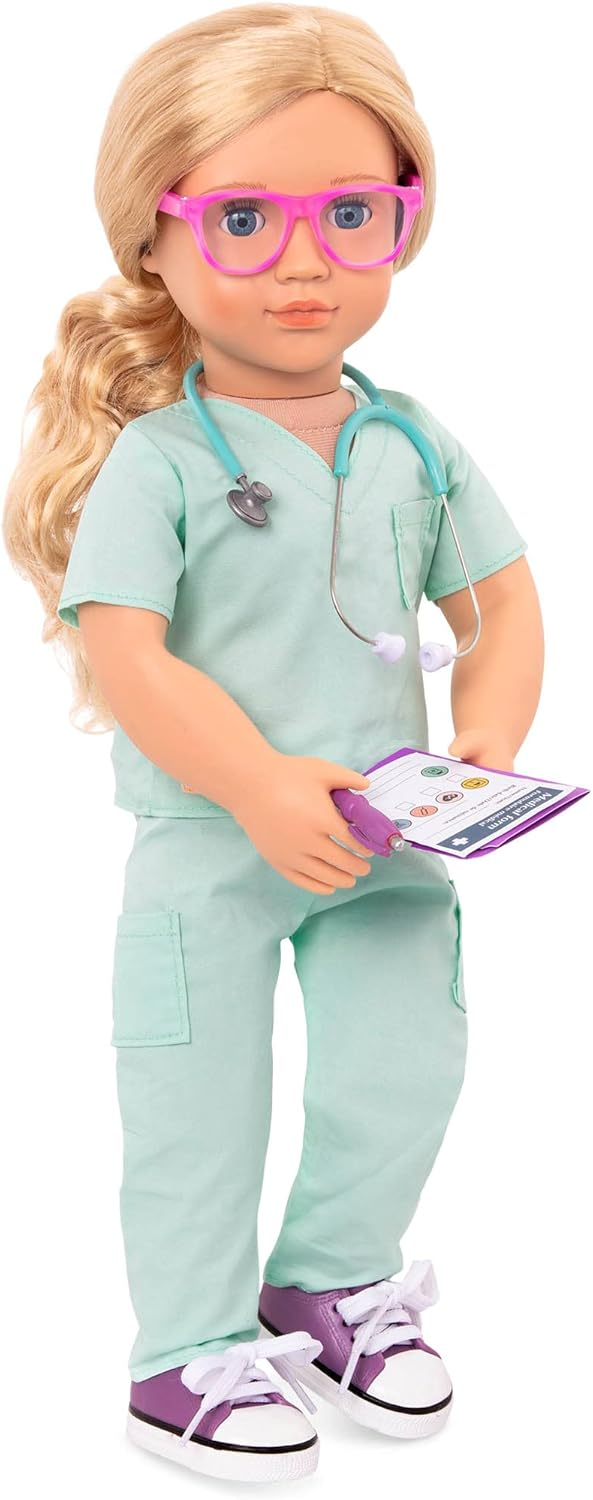 A Nossa Geração – Fato de Fardamento Hospitalar – Acessórios de Médico – Roupa de Boneca de 18 Polegadas – Brincadeira de Faz de Conta – Brinquedos para Crianças a partir dos 3 Anos – Cirurgião Doce
