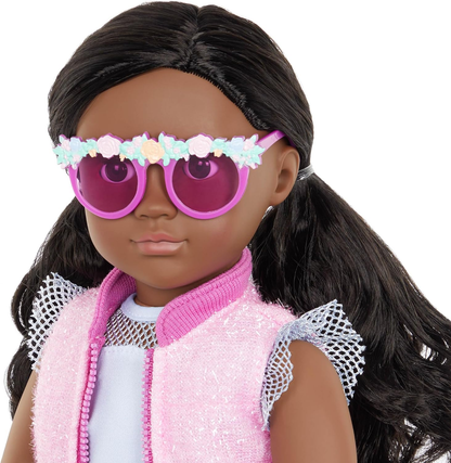 A Nossa Geração - Boneca Floral para Iniciantes de 46 cm - Rosalind - Cabelo e olhos castanhos escuros - 3 roupas e acessórios de estilo em caixa de oferta - Brincadeira de faz de conta - Brinquedos para crianças a partir dos 3 anos