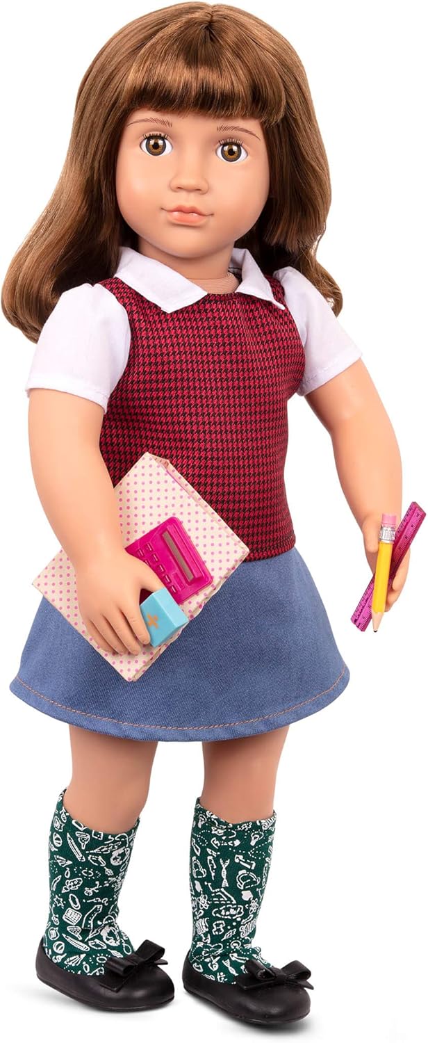 Nosso conjunto de talentos e matemática da geração – Kit de materiais escolares para bonecas de 18 polegadas – Conjunto de acessórios de matemática com 18 peças