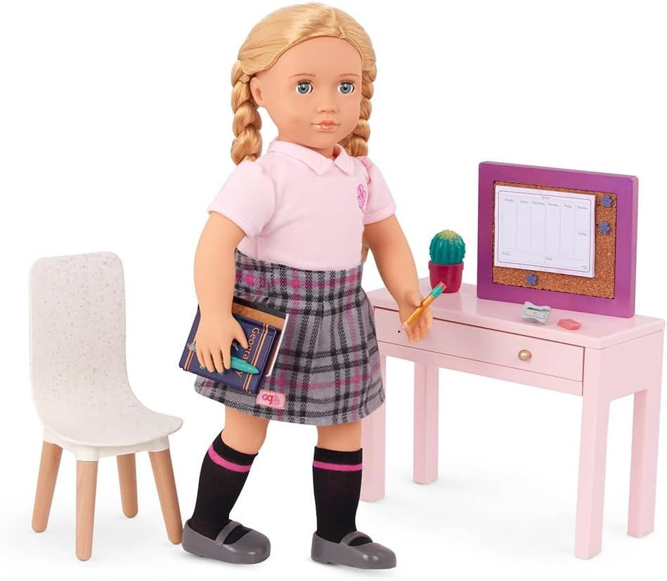 A Nossa Geração – Mobiliário para Casa de Bonecas – Conjunto de Mesa e Cadeira para Casa – Acessórios para Bonecas de 18 Polegadas – Brincadeiras de Faz de Conta – Brinquedos para Crianças a partir dos 3 anos – Conjunto de Escritório OG Working Wonder