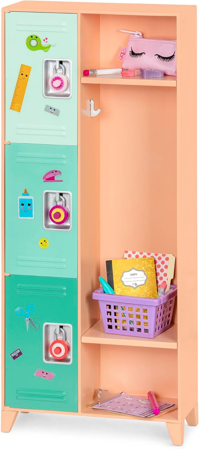 Mochila Hop On Carrier com estampado de festa Our Generation – Mochila infantil rosa com cinto de segurança frontal em forma de coração para bonecas de 45 cm – Mochila infantil funcional e fácil de limpar