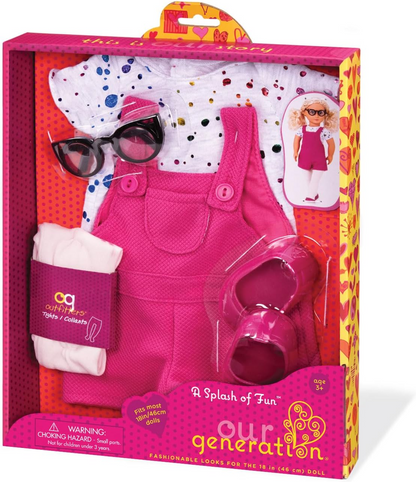 A Nossa Geração Um Toque de Diversão – Macacão de Artista com Design de Salpicos de Tinta para Bonecas de 18 Polegadas – Conjunto de 5 Peças