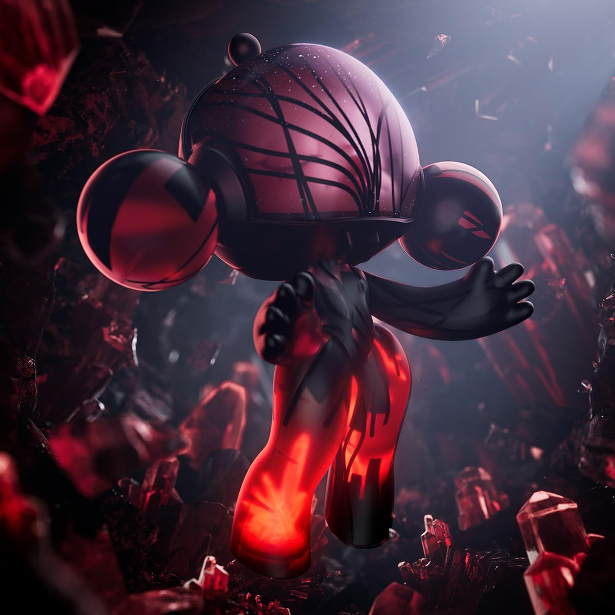 POP MART MEGA α SKULLPANDA 400% Cristal Vermelho Articulado Personagem Design Premium Presentes para Mulheres Brinquedo Colecionável Favorito dos Fãs Figura de Acção de Brinquedo