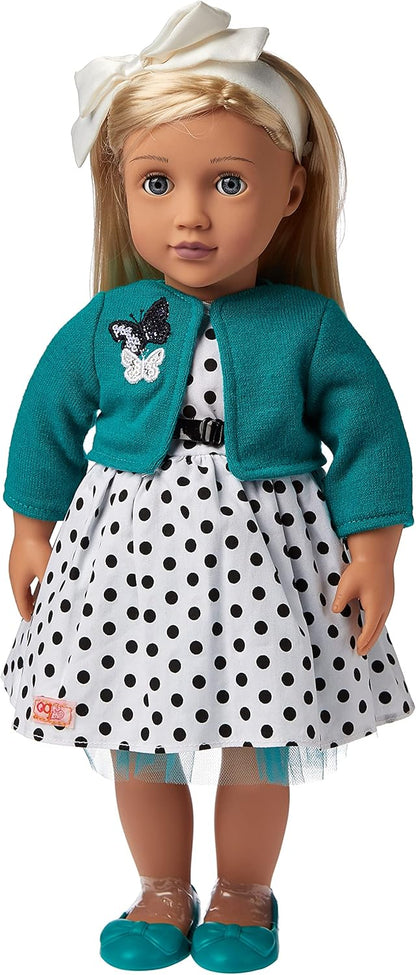 A Nossa Geração - Boneca retro de 46 cm com vestido de festa às bolinhas - Ruby