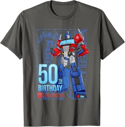 T-shirt de aniversário dos 50 anos do Optimus Prime dos Transformers