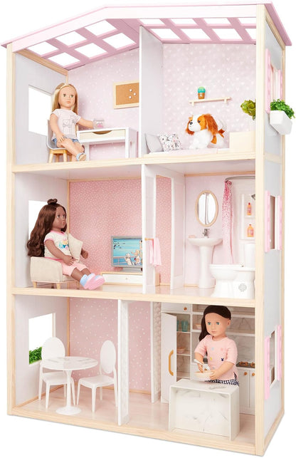 A Nossa Geração – Acessórios para Bonecas de 18 Polegadas – Conjunto de Brinquedos para Casa de Bonecas – Móveis Móveis – Quarto, Cozinha, Casa de Banho e Mais – Brincadeira de Faz de Conta 3+ Anos – Doce Lar