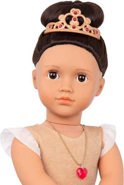 A Nossa Geração – 18 polegadas – Boneca de moda inicial com tema de amor – Amora – Cabelo castanho e olhos castanhos – 3 roupas e acessórios de estilo em caixa de presente – Brincadeira de faz de conta para maiores de 3 anos