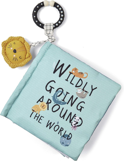 Livro de atividades interativo Mamas & Papas com páginas amarrotadas, apito, mordedor e jardim de agradecimento