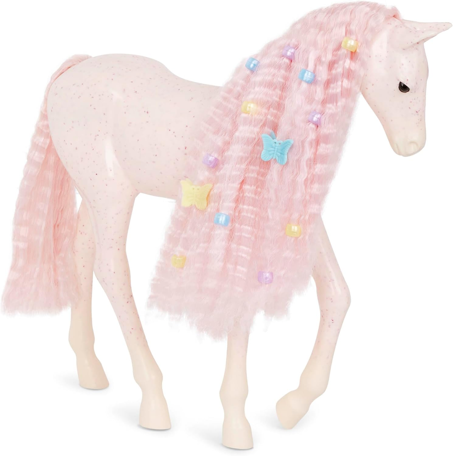 Boneca e Cavalo Elara e Lumina da Nossa Geração - Dupla de Boneca e Penteado de Potro de 18 polegadas, Cabelo Rosa, Brinquedo de Pentear Potro, Acessórios de Cabelo, Macacão Lilás, Para Crianças a partir dos 3 Anos