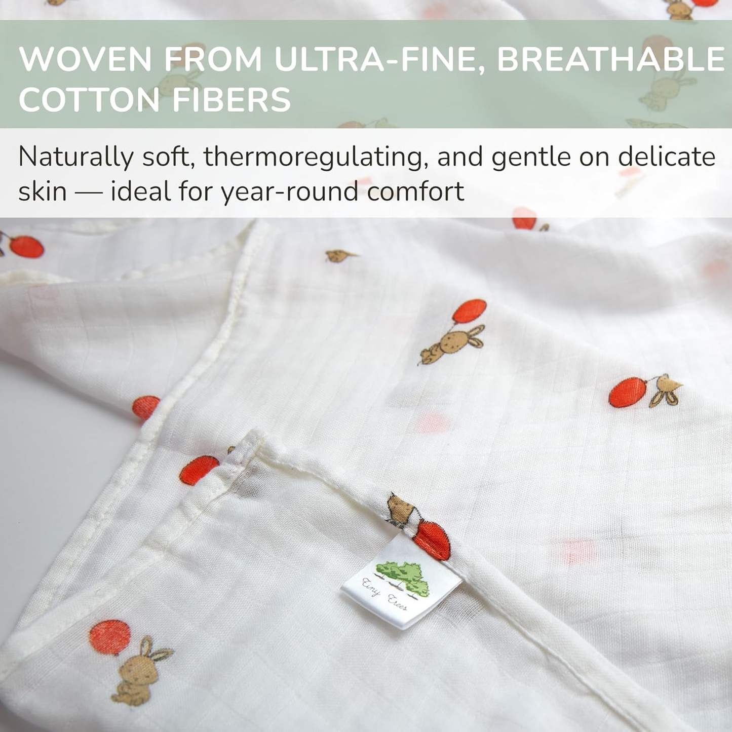 Paninhos de musselina para bebé Tiny Trees, pacote de 6 unidades, 70 cm x 70 cm – Paninhos de musselina de algodão extra macio para bebé – Quadrados de musselina absorventes, respiráveis e delicados para recém-nascidos, manta para enrolar