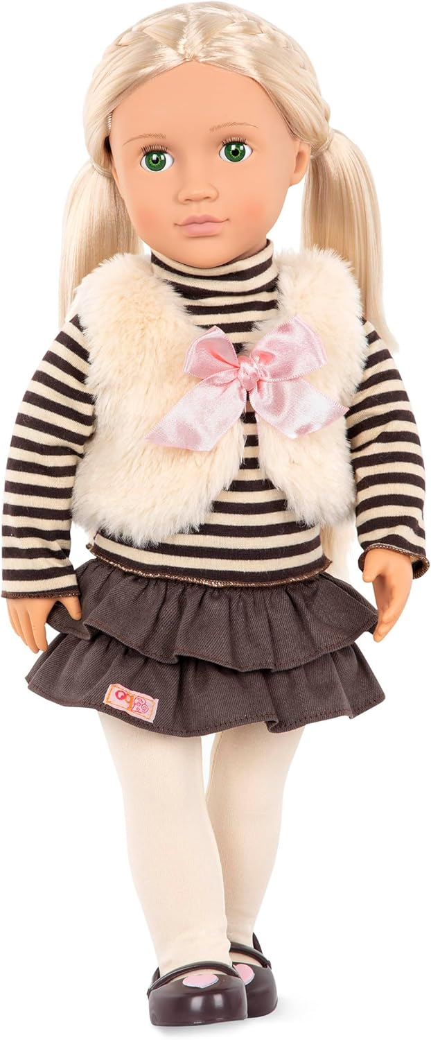 Our Generation Lisandra - Boneca de Viagem de 45 cm com Mala de Rodinhas, Características Realistas e Equipamento de Viagem - Roupa e Acessórios para Bonecas Compatíveis - Idades 3+