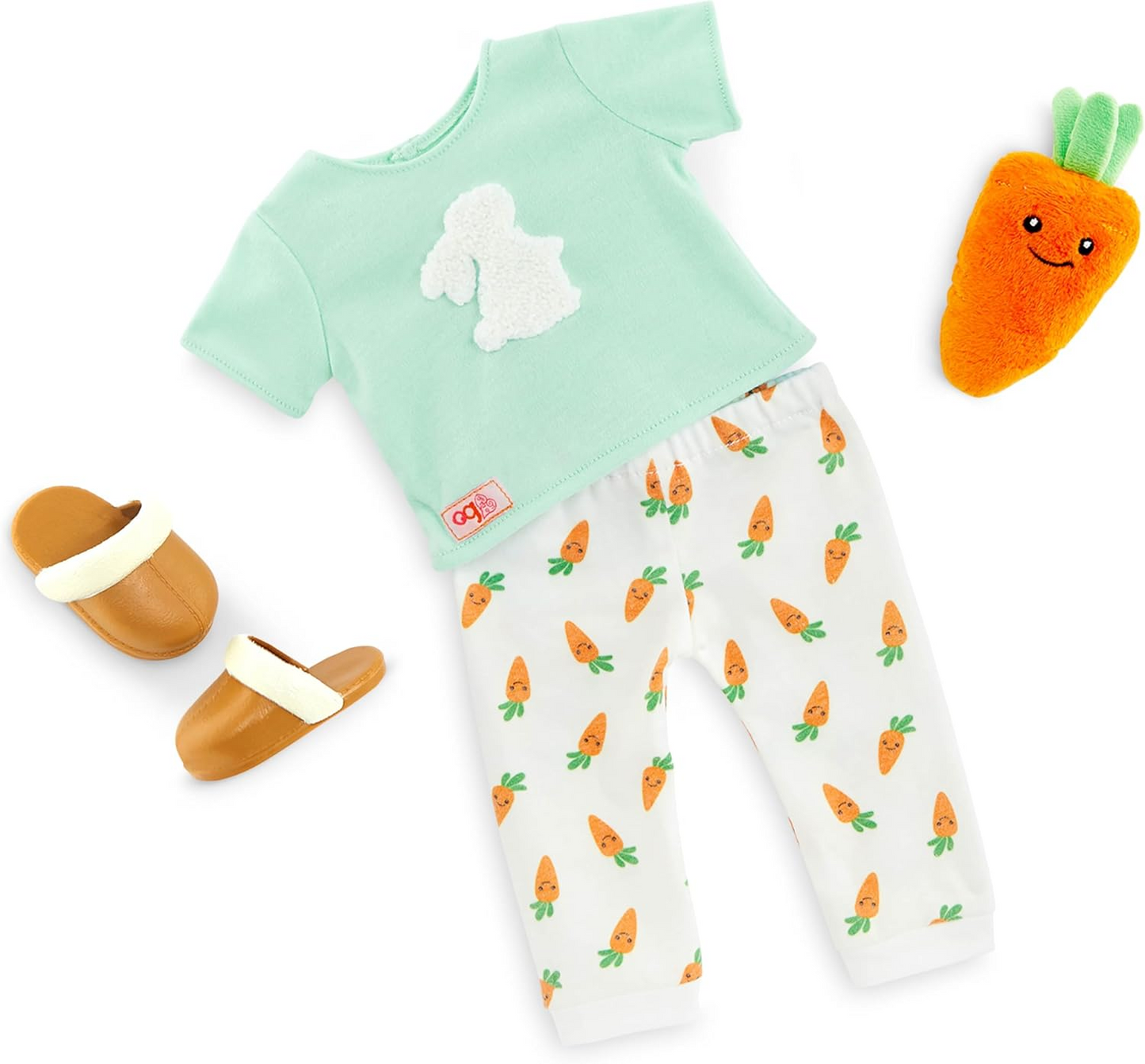 Conjunto de pijama divertido Our Generation Onesies - Pijama rosa divertido para bonecas de moda de 45 cm - Conjunto de 7 peças de roupa de dormir e acessórios