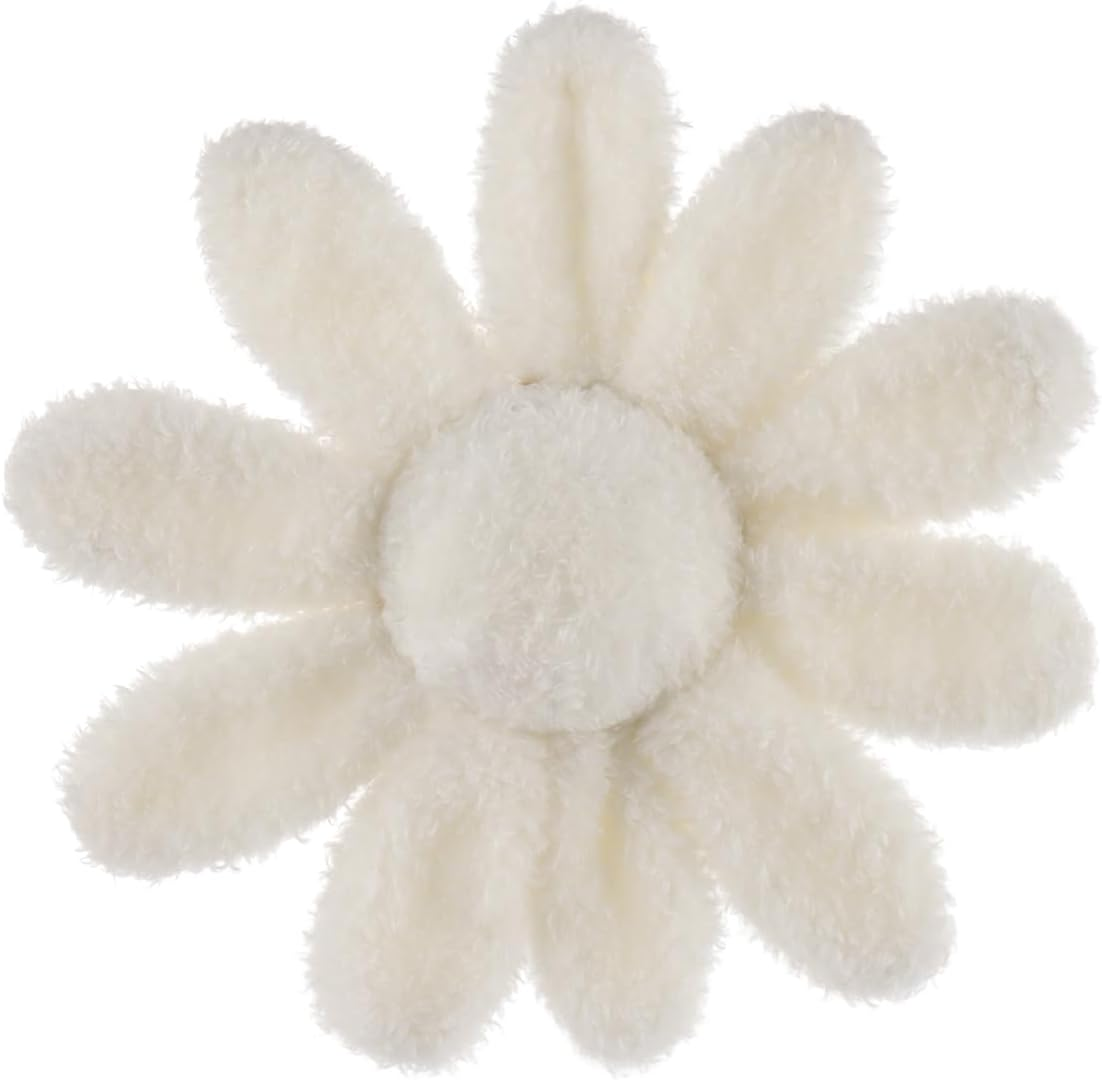 Chocalho de cordeiro damasco margarida chocalho macio para bebés para meninos e meninas, brinquedo de peluche adorável chocalho de peluche para recém-nascidos, 0-3 meses, 0-6 meses e acima, 7,9 polegadas (branco)