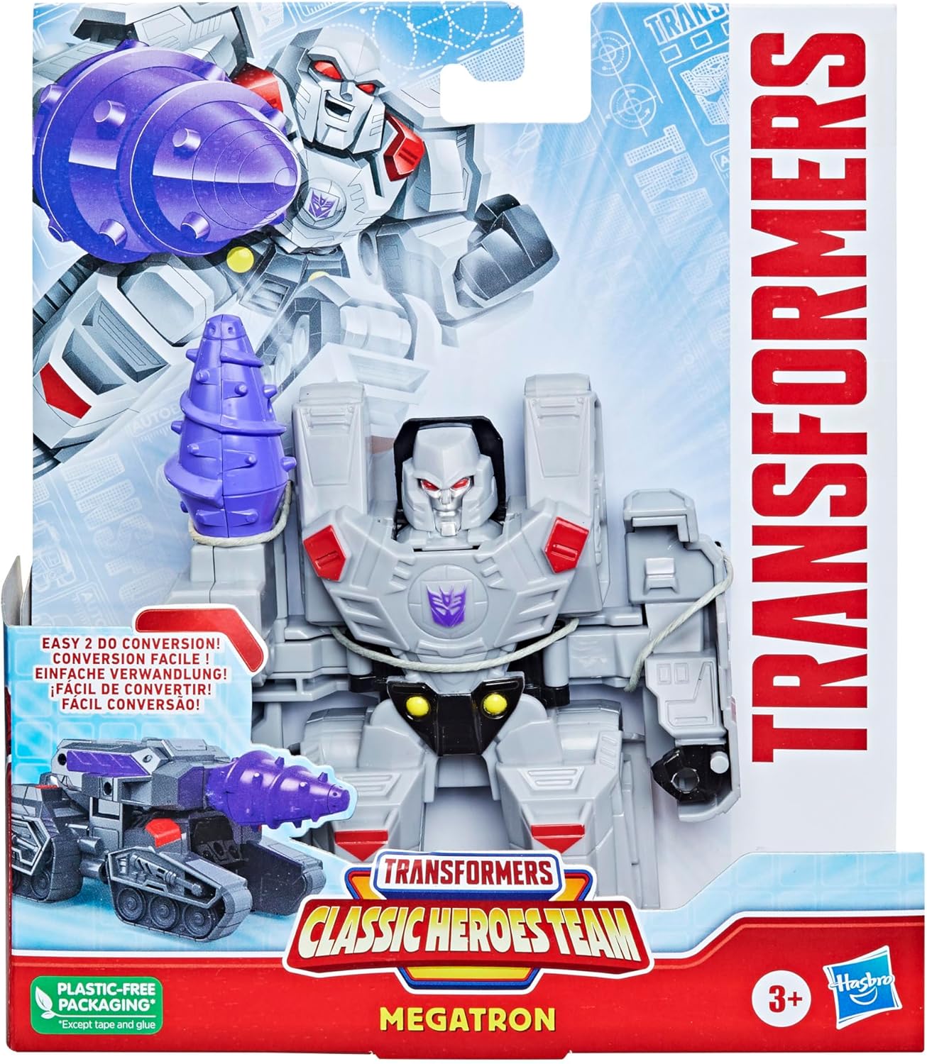 Transformers Classic Heroes Team Megatron - Figura de Acção Transformável de 11,4 cm (4,5 polegadas) - Para Crianças a partir dos 3 Anos