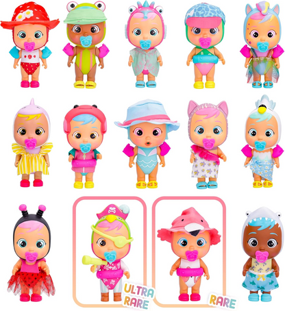 CRY BABIES MAGIC TEARS Bebés de praia tropical | Boneca surpresa colecionável que chora lágrimas verdadeiras com fato de banho e 7 acessórios - Brinquedo para meninas e meninos a partir dos 3 anos